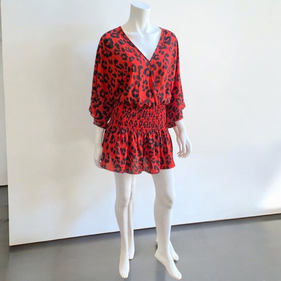 BUDDY LOVE Lennox Red Cheetah Print Mini Dress, size X-Small - Picture 2 of 13